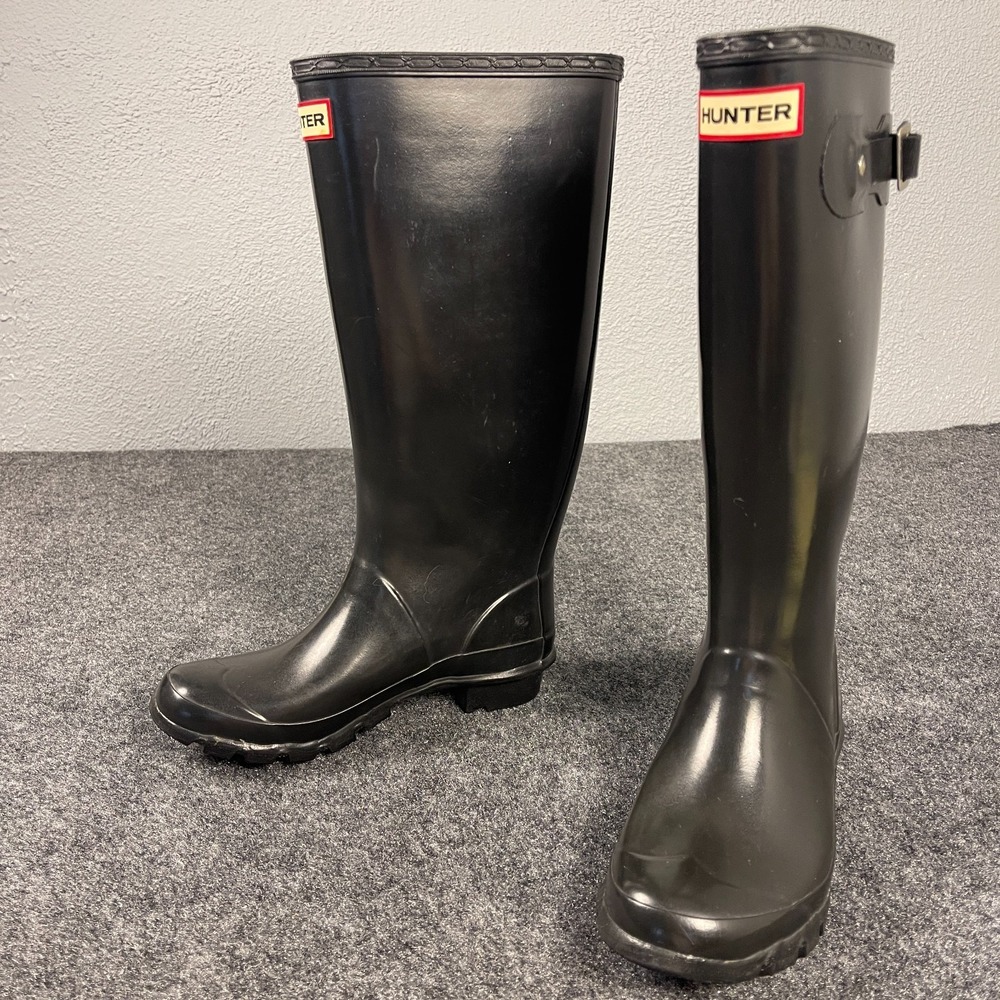 Hunter Original Tall Gloss Black Waterproof Women 6 Rain Boots Wellington W23990